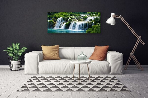 Tablou pe panza canvas Cascada Natura Albastru Alb