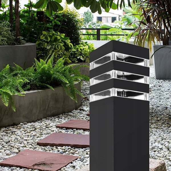 Lampa gradina, LED E27, 60W, sticla securizata, montare pe sol, negru