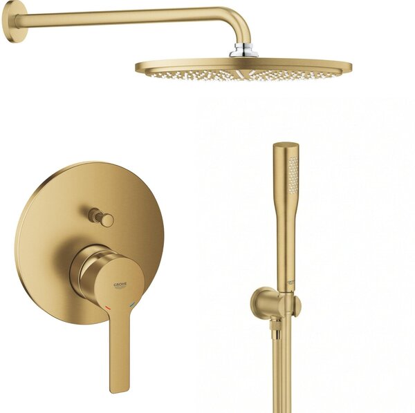 Set cap de duș cu braț Grohe Rainshower 26066GN0, baterie cadă-duș Grohe Lineare 24064GN1, 26658GN0, 27400GN0, 28362GL1
