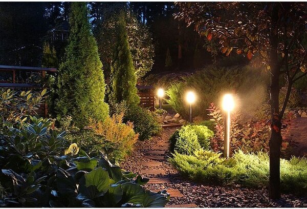 Lampa LED tip stalp, 40W, priza incorporata 230V, IP44, 65 cm, argintie