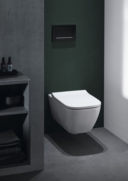 Geberit Smyle Square vas wc cu capac soft-close agăţat fără margine cu spălare turbionară alb lucios 503.171.00.1