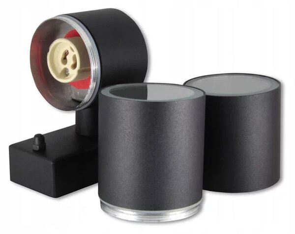 Aplica exterioara Elor, 2 becuri LED Gu10, 35W, IP44, 16 x 6 x 10 cm, negru