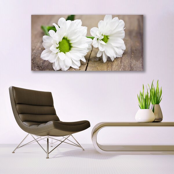 Tablou pe sticla Flori Floral Alb Verde