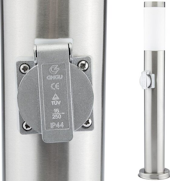 Lampa LED tip stalp, 40W, priza incorporata 230V, IP44, 65 cm, argintie
