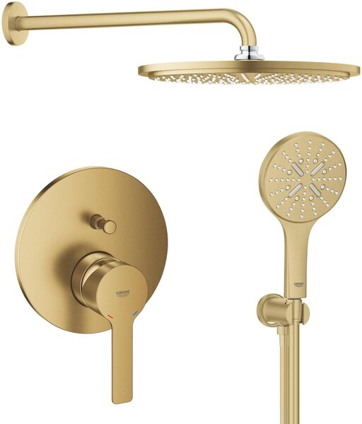Set cap de duș cu braț Grohe Rainshower 26066GN0, baterie cadă-duș Grohe Lineare 24064GN1, 26574GN0, 26658GN0, 28362GL1