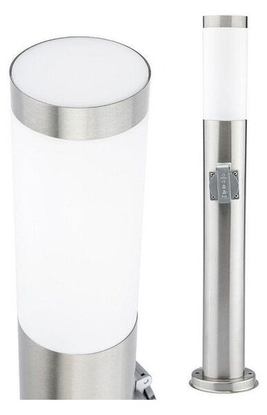 Lampa LED tip stalp, 40W, priza incorporata 230V, IP44, 65 cm, argintie