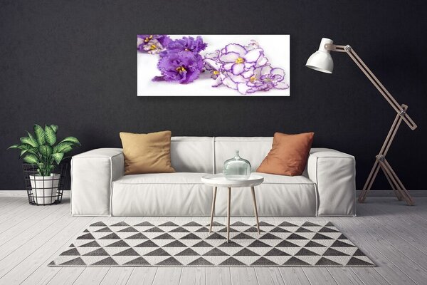 Tablou pe panza canvas Flori Floral Violet Alb