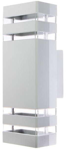 Lampa dubla de perete, iluminare sus jos, 2 LED-uri GU10, aluminiu, argintiu
