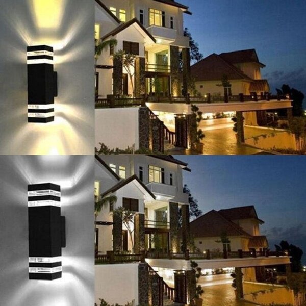 Aplica dubla de exterior, IP54, 2 spoturi x GU10, carcasa aluminiu, negru