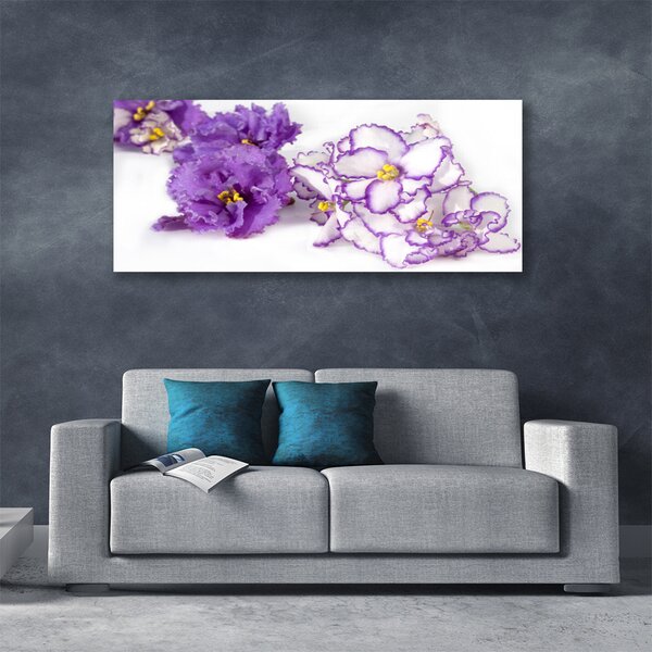 Tablou pe panza canvas Flori Floral Violet Alb
