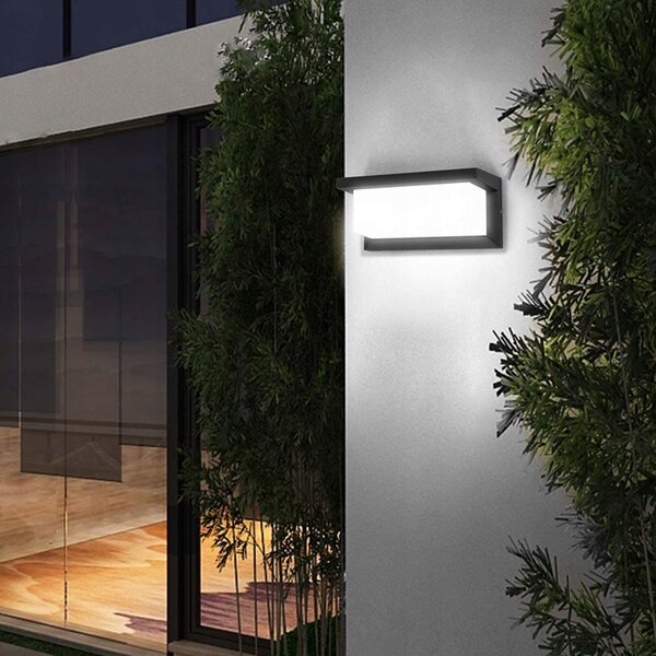 Aplica de gradina, montare perete, LED E27, IP44, negru mat, 25.5 x 12.5 cm