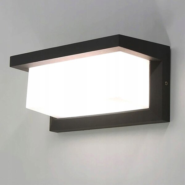 Aplica de gradina, montare perete, LED E27, IP44, negru mat, 25.5 x 12.5 cm