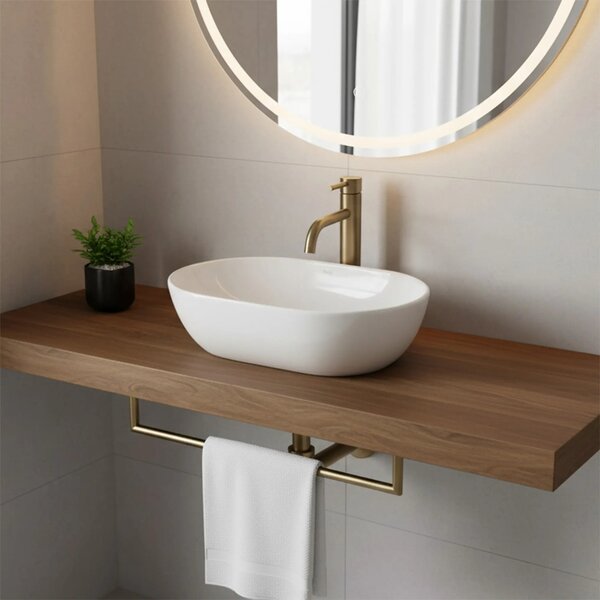 Rea Amelia lavoar 45x31 cm ovale de blat alb luciu REA-U4330