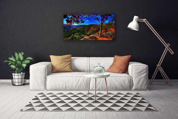 Tablou pe panza canvas Mountain Forest Natura Maro Portocaliu Verde