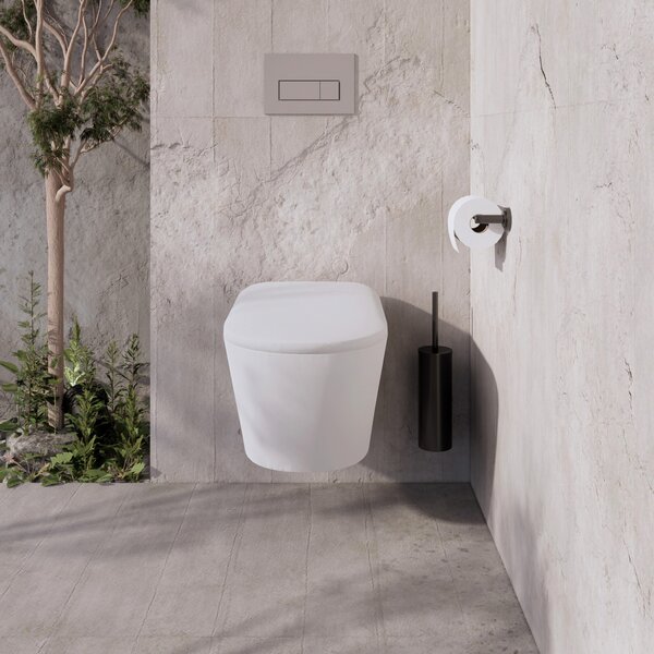 Deante Silia wc cu buton de control agăţat fără margine alb CSSD6ZPW