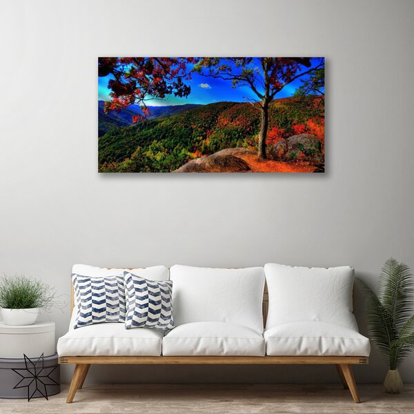 Tablou pe panza canvas Mountain Forest Natura Maro Portocaliu Verde