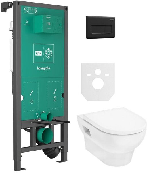 Set vas WC cu capac soft-close Hansgrohe GladeLake S 60309450, cadru încastrat Hansgrohe iFrame universal 01022180, 66001670