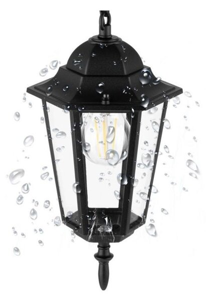 Lampa suspendata Victoria, pentru exterior, LED soclu E27, lungime totala lant 45 cm