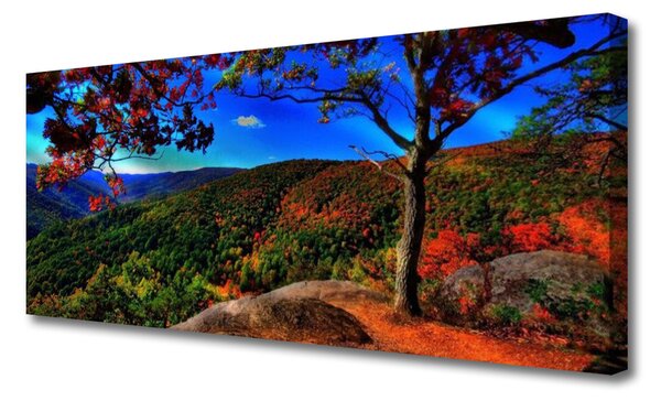 Tablou pe panza canvas Mountain Forest Natura Maro Portocaliu Verde
