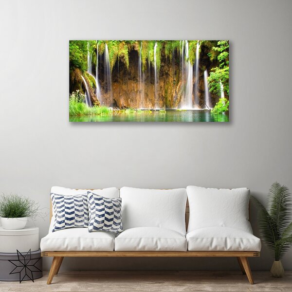 Tablou pe panza canvas Cascada Natura Maro Verde Albastru Alb
