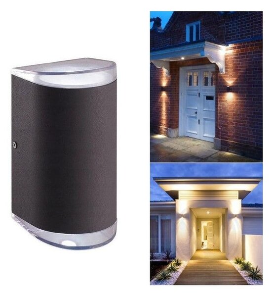 Aplica LED pentru exterior, rotunda, lumina bidirectionala alb neutru, 170x90x80 mm