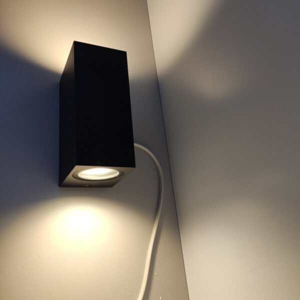 Aplica LED de perete, bidirectionala, surse interschimbabile, IP44, aluminiu si sticla