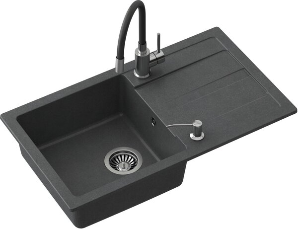 Quadron Ready Max chiuvetă cu robinet și dozator negru/oțel LA_TQ7744RMCZ