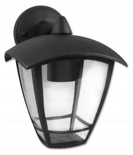 Lampa tip felinar, montare fatada, LED E27, IP44, carcasa din aluminiu, negru