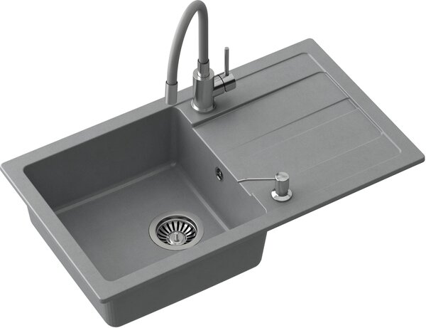 Quadron Ready Max chiuvetă cu robinet și dozator gri/oțel LA_TQ7744RMSZ