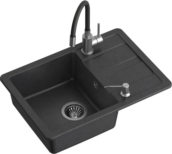 Quadron Ready Smart chiuvetă cu robinet și dozator negru/oțel LA_TQ6244RSCZ