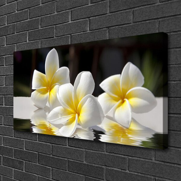 Tablou pe panza canvas Flori Floral Alb Galben