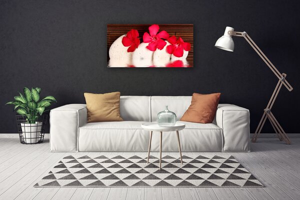 Tablou pe panza canvas Pietrele florale flori Roșu Alb