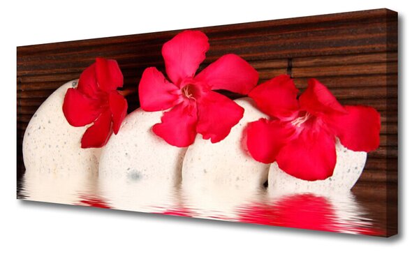 Tablou pe panza canvas Pietrele florale flori Roșu Alb