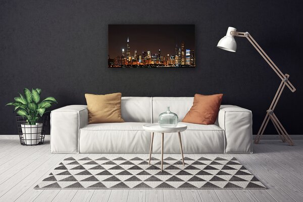 Tablou pe panza canvas Oraș Case Galben Negru