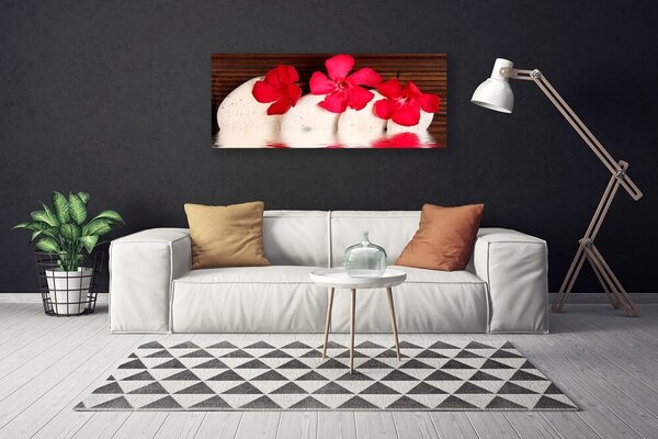 Tablou pe panza canvas Pietrele florale flori Roșu Alb