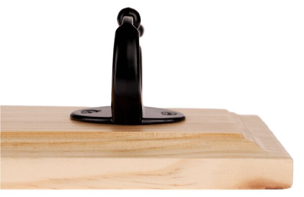 KONDELA Cuier de perete, natural/ negru, lemn de pin/ metal, RAMAN