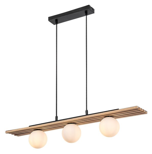 Rabalux Noxelle lampă suspendată 3x5 W negru-lemn 72421