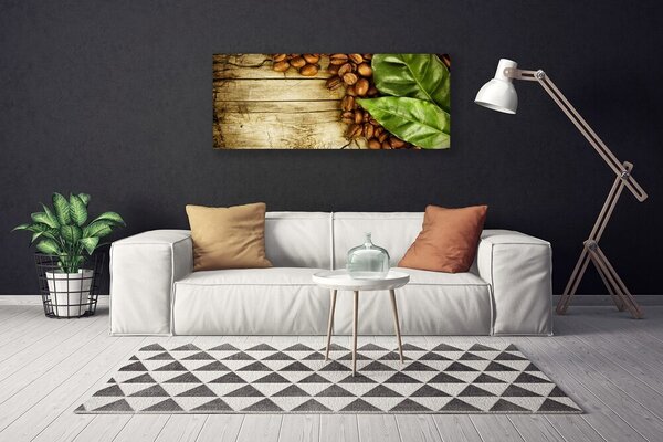 Tablou pe panza canvas Boabe de cafea Frunze Bucătărie Brun Verde