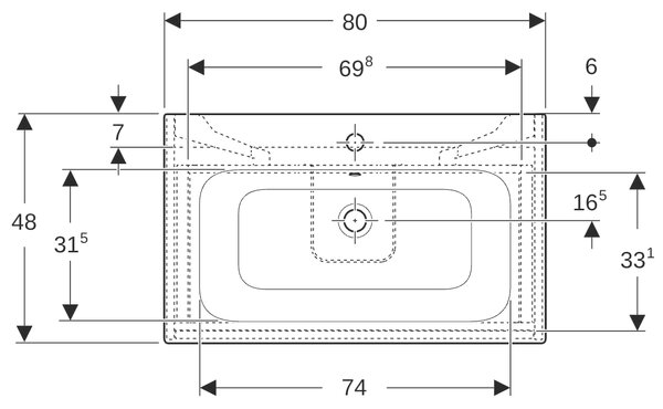 Geberit Selnova Square lavoar cu dulap 80 cm 504.139.DB.1
