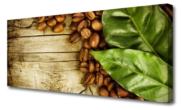 Tablou pe panza canvas Boabe de cafea Frunze Bucătărie Brun Verde