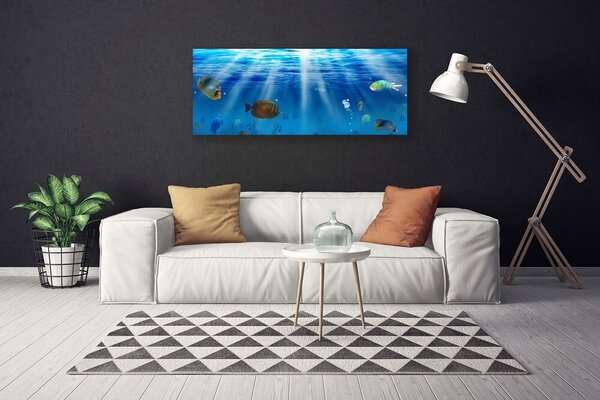 Tablou pe panza canvas Pește Natura Albastru Galben