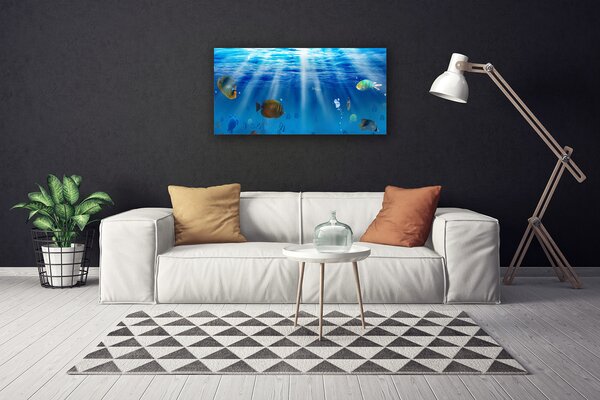 Tablou pe panza canvas Pește Natura Albastru Galben
