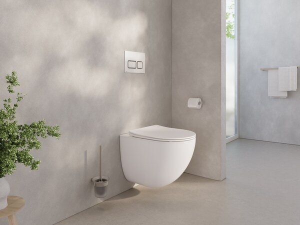 Ravak Chrome vas wc cu capac soft-close agăţat fără margine cu spălare turbionară alb lucios X03121