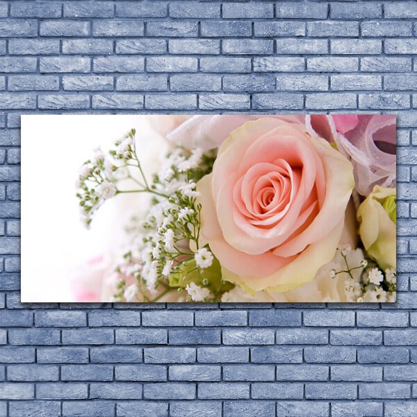 Tablou pe panza canvas Trandafiri Floral Roz Alb Verde