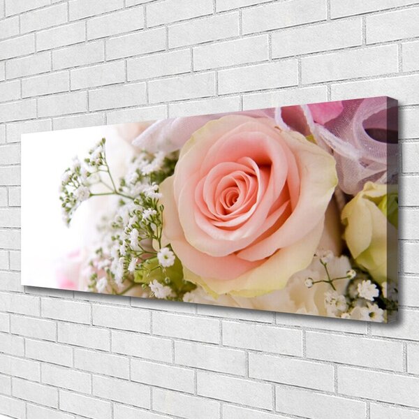 Tablou pe panza canvas Trandafiri Floral Roz Alb Verde