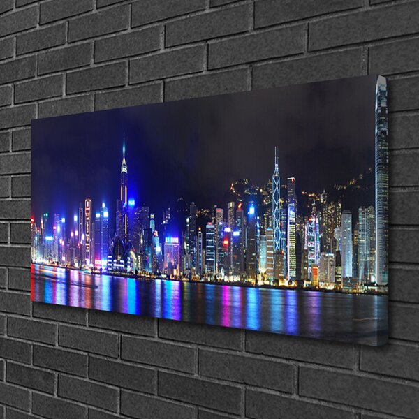 Tablou pe panza canvas Oraș Case Violet Roz Gri