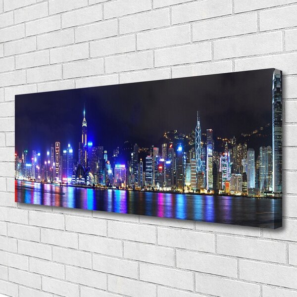 Tablou pe panza canvas Oraș Case Violet Roz Gri
