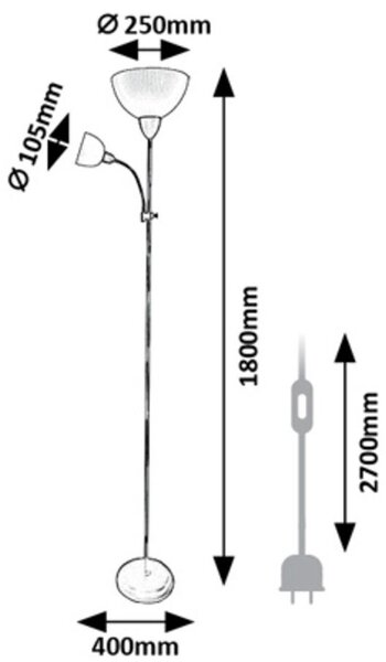 Rabalux Action lampă de podea 2x60 W negru 74109
