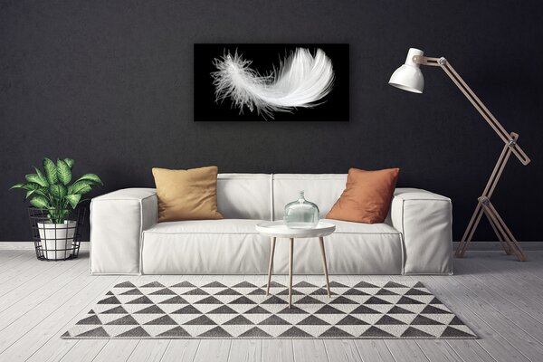 Tablou pe panza canvas Feather Art White