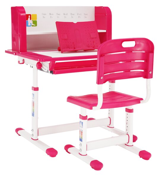 KONDELA Birou de creştere şi scaun, roz/alb, set LERAN